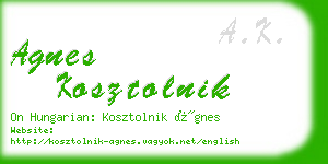 agnes kosztolnik business card